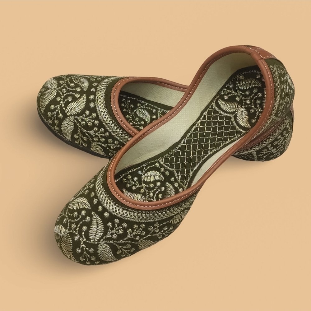 Indian Embroidered Loafers, Size 8